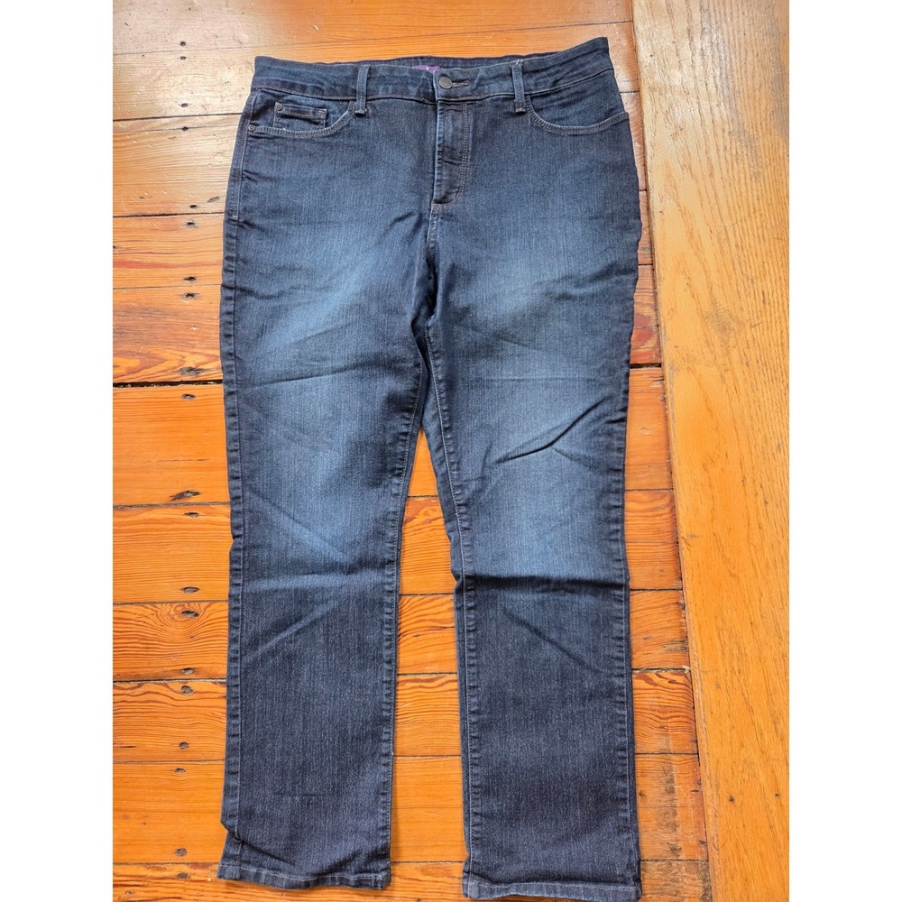 NYDJ Sheri Slim Dark Wash Embellished Pocket Jeans 14P Lift Tuck Technology